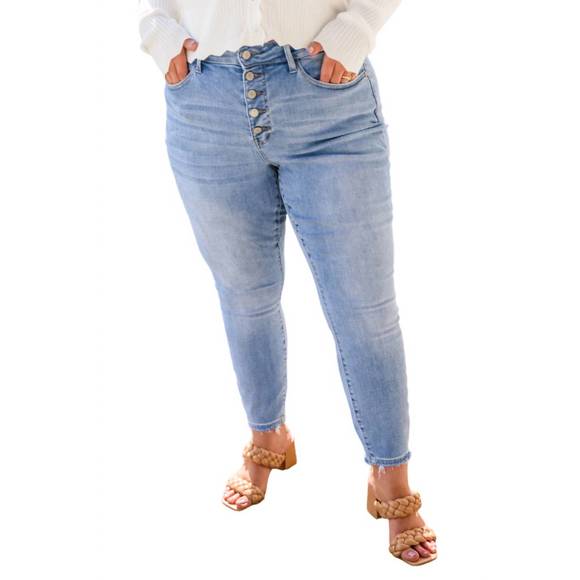 NEW JUDY BLUE hi-rise button fly skinny jean in light wash - Picture 1 of 4